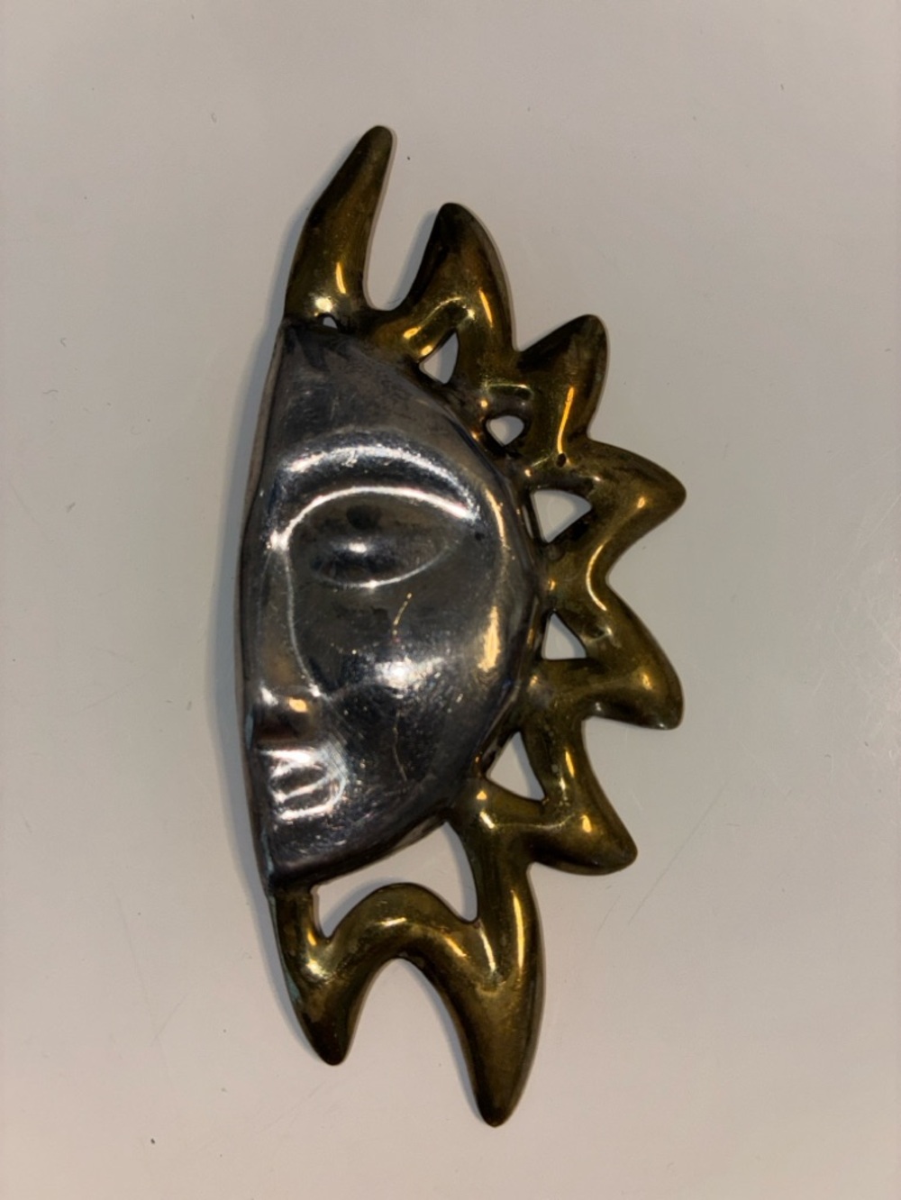 VTG 925 TAXCO MEXICO HALF SUN AND MOON FACE OVERSIZED BROOCH UNISEX BOHEMIAN EUC - Picture 11 of 11